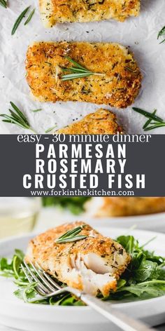 Crusted White Fish Recipes, Herb Crusted Fish, Rosemary Fish Recipe, Elegant Dinner Recipes, Parmesan Crusted Fish, Crusted Fish, Fish Entrees, Rosemary Recipes, White Fish Recipes