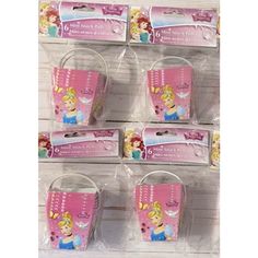 **Brand New** 4 Packs Of 6 Disney Princess Snack Pails. Disney Princess Candy Bags, Disney Princess Food Labels, Disney Princess Birthday Giveaways, Princess Snacks, Disney Princess Party Favors Target, Disney Princess Water Bottle, Disney Princess Birthday Party, New Disney Princesses, Disney Princess Birthday