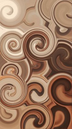 an abstract painting with brown and white swirls