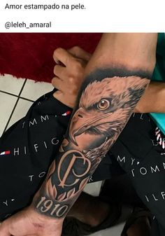 an eagle tattoo on the arm and leg