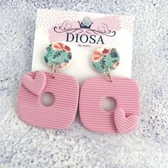 Lovers of unique style! Pair these pretty dangles with any outfit, from casual outings to a beach picnic, or a dinner date. They will be your 'go to' pair to make a unique fashion statement! Made from lightweight polymer clay and hypoallergenic posts, handmade in Australia. 5.6 cm long x 3.7 cm wide Summer Flower Earrings Gift Feminine Style, Feminine Summer Flower Earrings For Gift, Summer Flower Earrings Gift, Handmade Pink Feminine Earrings, Trendy Earrings For Mother's Day Gift, Handmade Feminine Flower Earrings For Party, Chic Pink Flower Earrings Gift, Pink Drop Earrings As Gift For Her, Cute Earrings For Mother's Day