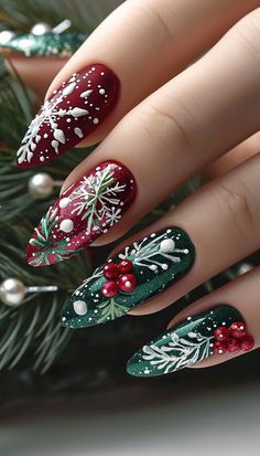 Celebrate the season with stunning Christmas nails! Our festive nail designs capture the essence of Christmas and the beauty of winter nails. Whether you're cozying up or attending a holiday party, these Christmas-themed nail designs add a touch of magic. Embrace the spirit with unique winter nails that sparkle with joy and creativity. Find your perfect Christmas nail design and make this season unforgettable. #ChristmasNails #WinterNails #Christmas #NailDesign Holiday Nail Art Christmas, Nails Holiday Christmas, Christmas Long Nails, Christmas Naildesign, Festive Nail Designs, Festive Nail Art, Glittery Nails, Cute Christmas Nails