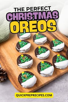 the perfect christmas oreos on a cutting board