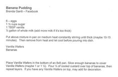 the banana pudding recipe is shown in an email form, with instructions for how to make it