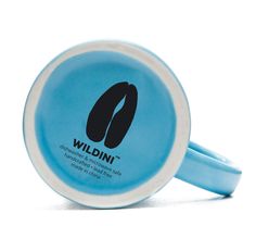 a blue and white object with the word wildin on it's side, in front of a white background