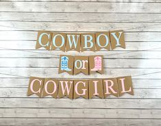 cowboy or cowgirl banner on wood planks