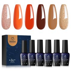 PRICES MAY VARY. WHAT YOU GET(6*7.5ml /6*0.25 fl.oz): Beetles 2024 nails trend color 6 Gorgeous shades of Golden Empire Collection Gel Nail Polish Kit. Our color range will match any outfit your style your nails with! Color Number is:b599-b600-b601-b602- b603-b604. DIY Home Mani Gel Nail Polish Kit: 6 yellow orange gel polish set includes every must have color! An array of every shade youā€ll need such as yellow orange glitter gel nail polish colors. Ideal Gift for Her: Beetles glitter nail gel Brown Gel Polish, Golden Empire, Beetles Gel Polish, Trendy Manicure, Gel Nail Polish Colors, Manicure Gel