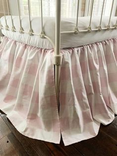 Pink Buffalo Check Farmhouse Crib Skirt Farmhouse Crib, Farmhouse Cribs, Pink And Green Nursery, Farmhouse Lifestyle, Nursery Space, Girl Nursery Bedding, Cozy Nursery, Girl Nursery Decor