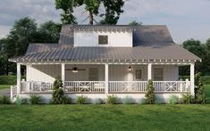 this is an artist's rendering of a country house with porches and columns