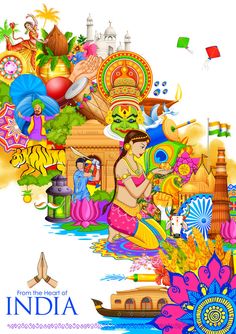 Indian Diversity Illustration, Culture Of India Illustration, Painting On Tourism In India A Growing Global Attraction, Painting On Indian Festival, Heritage And Culture Painting, Indian Tourism Poster Drawing, Indian Diversity Posters, Indian Art Background, Indian Pictures Image