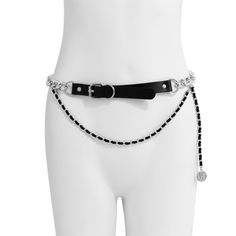 Description:Chic Layered PU Leather Velvet Interwoven Curb Link Waist ChainSpecification:Material: Aluminum. Pu leather. Alloy MetalLength: 26.7" + 3.1" extWeight: 4.24 oz/pcsChain Colors: SilverFeatures & Details:This trendy waist chain is made of environmental friendly materials. which is solid. durable. lightweight and very comfortable and healthy for daily wear. The chic waist chain is suitable for any seasons. not only in summer. but also in winter. spring and autumn. It shines from all directions and definitely will draw a lot of attention.This body jewelry. in line with the current trend of minimalist and exquisiteness. is an ideal gift for best friend. wife. girlfriend. daughter. mother to whom will fall in love with it.Closed with a firm buckle. the length of the body chain can be Black Metal Waist Chain With Chain Strap, Adjustable Metal Chain Belt, Trendy Black Chain Belt For Summer, Adjustable Black Metal Chain Belt, Trendy Black Adjustable Waist Chain, Summer Adjustable Chain Strap Belt, Adjustable Black Chain Belt With Chain Strap, Adjustable Black Chain Belt, Adjustable Silver Metal Chain Belt