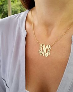 Gold Monogram Necklace - Monogram Necklace 1'' Pendant 3 Initials 18k Gold Plated, Bridesmaid Gift Mother's Day Monogram Name Necklace, Gold Monogram Name Necklace For Personalized Gift, Gold Jewelry With Name For Bridesmaid Gift, Gold Initials Name Necklace For Mom, Gold Initials Name Necklace As Gift For Mom, Gold Monogram Jewelry For Bridesmaid Gift, Gold Monogram Necklace, Monogram Necklace Gold, Unique Monogram