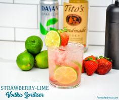 strawberry lime vodka with lemons and strawberries