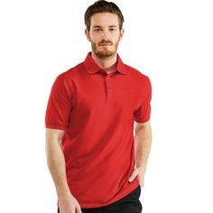 This Pique Polo Shirt is Made from breathable fabric which is a Cotton and Polyester Blend, Allows air to pass through the fabric, helping you keep cool easily - best for either indoor or outdoor activities. Red Collared Polo Shirt For Sports, Red Polo Shirt For Sports, Pique Polo Shirt, Polo Collar, Mens Socks, Casual Fits, Dress Pants, Sleeve Styles, Breathable Fabric