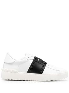 Low-top Calf Leather Sneakers With Studded Outsoles, Luxury Studded Lace-up Sneakers, Luxury White Studded Sneakers, Low-top Leather Sneakers With Studs, Designer Studded Low-top Sneakers, Low-top Studded Sneakers For Streetwear, Studded Low-top Sneakers For Streetwear, Casual White Sneakers With Studs, Casual White Studded Sneakers