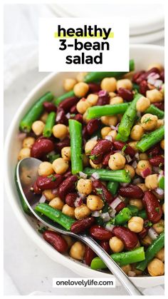 a bowl filled with beans and green beans