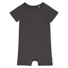 A short sleeve wardrobe basic that makes the perfect one-stop outfit. Ideal for lounging around the house or throw on some kicks and you’re ready to go! Designed with an oversized chest pocket to add classic style to this flawless basic. Made from our signature butter-soft bamboo fabric, with tag-less labels that maximize baby’s comfort for all occasions.  Features: Snap closures on collar and inseam Oversized chest pocket Stretchy, breathable, butter-soft bamboo fabric that allows for maximum Short Sleeve Romper, Bamboo Fabric, Sleeved Romper, First Baby, Baby Size, Toddler Sizes, Ready To Go, Chest Pocket, Sensitive Skin