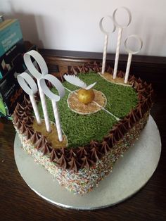 a heart shaped cake sitting on top of a table