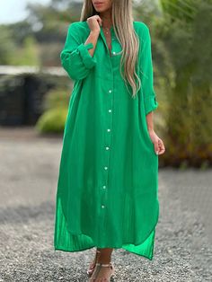 SkuCY-!133725Material50%-70% Polyester , >50%Cotton StyleLoose , A-line , High-low , Long Sleeves FeatureButtoned , Split-side NecklineLapel OccasionCasual , Leisure Fashion SeasonsSpring , Autumn TypeMaxi Dresses , Shirt Dress ColorBLUE,WHITE,GREEN,BLACK,ORANGE,LIGHT GREEN,YELLOW GREENSizeS,M,L,XL,2XL,3XL,4XL,5XL Please consult the size chart we provide for this item's measurements to help you decide which size to buy.Please note: There may be 1-3cm differ due to manual measurement.CMINCHBustSl Summer Cotton Dresses, Tunic Shirt Dress, Leisure Fashion, Linen Shirt Dress, Orange Light, Maxi Shirt Dress, Weave Style, Suspender Dress, Basic Dress