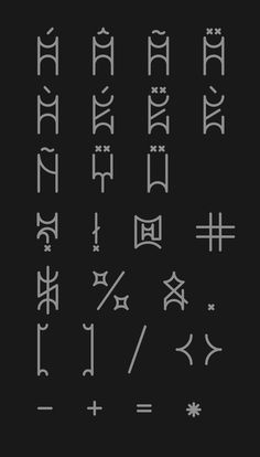 some type of writing on a black background with white letters and numbers in different languages