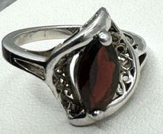 Vintage RJ 925 Garnet Ring Sterling Silver Size 5 Faceted Red Garnet. In excellent condition. Sterling Silver Garnet Ring, Garnet Rings, Red Garnet, Sterling Ring, Rings Statement, Garnet, Statement Rings, Jewelry Rings, Sterling Silver