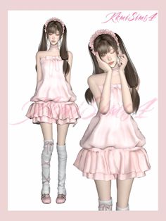 蝴蝶结荷叶边花苞裙+荷叶边发箍 | Patreon Dessert Clothing, Sims 4 Dresses, Sims 4 Mods Clothes, Magazines For Kids, Ts4 Cc, Sims 4 Cc Finds, The Sims4