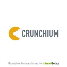 the logo for crunchuum is shown in grey and yellow, on a white background