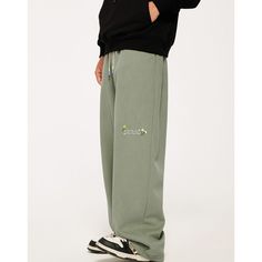 Fall Embroidered Wide-Leg Sweatpants  Material: 62% Cotton + 38% Polyester   Size: S, M, L, XL, Color: Purple, Gray Green  Season: Spring, Fall,   Occasion: Leisure, Outdoor, Daily, Vacation,Fall Outfits Embroidered Relaxed Fit Bottoms For Streetwear, Casual Embroidered Pants For Streetwear, Casual Embroidered Wide-leg Pants, Casual Embroidered Winter Bottoms, Casual Embroidered Straight Leg Bottoms, Casual Embroidered Cotton Pants, Casual Embroidered Pants For Loungewear, Embroidered Relaxed Fit Casual Pants, Casual Embroidered Straight Leg Pants