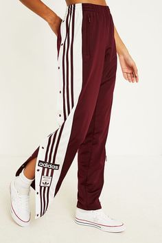 Slide View: 4: adidas Originals Adibreak 3-Stripe Maroon Taping Popper Track Pants Adidas Dress, Sportswear Outfits, Sport Clothes, Teen Dress, Adidas Sweatpants, Lazy Day Outfits, Athleisure Outfits