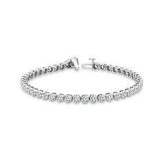 14k White Gold Lab-Grown Diamond Bracelet 7 ct tw by Skyset Diamond Facts, White Gold Diamond Bracelet, Diamond Solitaire Earrings, Gold For Women, Solitaire Diamond Pendant, Ring Mountings, Bracelets Gold Diamond, 2 Carat, Lab Created Diamonds