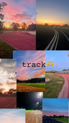 a collage of photos with the words tracka on them in different colors and shapes