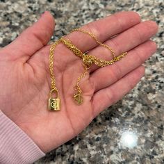 Lv Lock Pendant Necklace Gold Plated Brand New Luxury Lock Necklace As Gift, Lv Necklace Jewelry, Lv Gold Necklace, Louis Vuitton Chain Necklace, Lv Lock Necklace, Lock Pendant, Pendant Necklace Gold, Louis Vuitton Jewelry, Closet Organizer