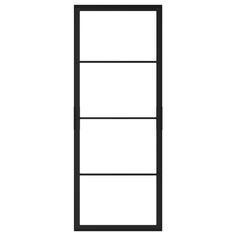 a black and white drawing of a door with three panes on the front side