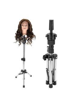 GOTOTOP Mannequin Head Stand Hairdressing Training Head Holder Adjustable Salon Model Mannequin Head Tripod Stand Wig Stand Silver Model Mannequin, Hairdressing Training, Head Stand, Wig Stand, Mannequin Head, Tripod Stand, Mannequin Heads