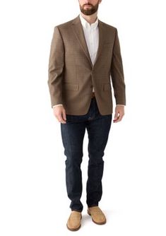 This versatile single-breasted blazer from IZOD is crafted from a comfortable blend of fabrics, ensuring a perfect fit and all-day comfort. Its classic design features a two-button front, two flap pockets and a notch lapel, making it suitable for both formal and casual occasions. Fully lined for added comfort and durability, this blazer is a must-have addition to any man's wardrobe. | IZOD Men's Single Breasted Check Blazer, 44 Check Blazer, Checked Blazer, Breasted Blazer, Men's Wardrobe, Flap Pocket, Single Breasted, Design Features, Classic Design, Must Haves