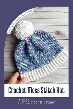 If you're looking for a simple yet stylish crochet project that works up quickly and looks great in any yarn, this crochet moss stitch hat pattern is perfect for you! A gorgeous variegated yarn crochet pattern. Variegated Yarn Crochet, Crochet Moss Stitch, Crochet Moss, Stylish Crochet, Variegated Yarn