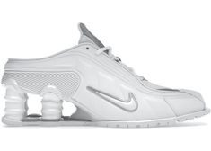 Nike Shox MR4 Mule Martine Rose White - DQ2401-100 Nike Vandal Rock, Nike 12 Mola, Nike Shox Purple, Nike Shox Noir, Jacquemus X Nike Shoes, Conan Obrien, Shox Shoes, Rose Sneakers, Weird Shoes