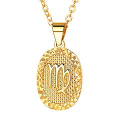 PRICES MAY VARY. 💕Virgo pendant necklace:♍ Virgo (8.23 - 9.22)💕 Symbol of the Virgin smart, sophisticated and kind. Determined to the core and always trying to better themselves. 💕Shiny 18k Gold Plated💕 Constellation necklaces are made of high quality 18k gold plated copper. Shiny mirror finish, last for long time. Sparkly and Classy. 💕Adjustable Gold Chain💕 Length adjust from 20-22 Inch, Embossed oval pendant: 1.42"x0.75" (36mm x19mm), Weight: 11g. Which have a extension chain, perfect fo Virgo Pendant, Constellation Zodiac Signs, Horoscope Necklace, Constellation Necklace, Zodiac Constellations, Gold Necklace Women, Oval Pendant, Constellations, Gold Chains