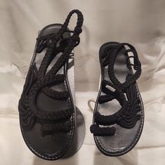 Nwot Ladies Black Macrame Sandals. Size 11. Excellent Unused Condition. Cross Posted Sf Pf Macrame Sandals, Black Macrame, Source Unknown, Women's Shoes Sandals, Macrame, Shoes Sandals, Women Shoes, Sandals, Women Shopping