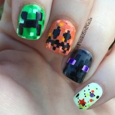 minecraft nails Lego Bathroom, Mc Nails, Beauty Zone, G Nails, Nail Painting, Minecraft Party, Instagram Analytics, Cute Nail Designs