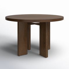 a round wooden table with two legs on an isolated white background, the top is made out of wood