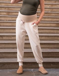 Ultra-soft & easy, Seraphine's Cream Maternity & Nursing Joggers are made with comfort in mind. Premium maternity lounge pants for pregnancy & beyond., tracksuit Maternity Joggers, Sleepwear Dress, Bra Dress, Atticus, Maternity Nursing, Knit Sweatshirt, Denim Leggings, Maternity Tops, Lounge Pants