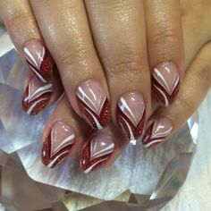 French Art Nail Design, Nail Tip Designs French, New French Tip Nail Designs, Cool French Nails, Red Nails With Designs, Nails Grunge, Wedding Nail Art Design, Nail Tip Designs, Bridal Nail Art