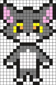 a cat with yellow eyes is shown in the form of a cross stitch pattern,