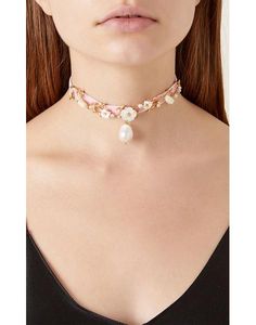 Bramble Choker | Over The Moon Precious Beads, Lorenzo Serafini, Bramble, Mother And Daughter, Pink Velvet, Pearl Drop, Baroque Pearls, Jewelry Pouch, Moda Operandi