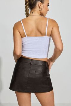 Brynn Faux Leather Micro Skort, Washed Out Brown Leather Skort, Mini Model, Short Styles, Bottom Clothes, Trouser Pants, Pants Outfit, Faux Leather, Leather, How To Wear