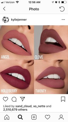 Lipstick Colours, Colourpop Lipstick, Sephora Lipstick, Mauve Lipstick, Kylie Lipstick, Too Faced Lipstick, Red Lipstick Makeup, Lipstick Tutorial, Kylie Jenner Lipstick