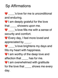 a poem written in red and black with the words'affirmationss '