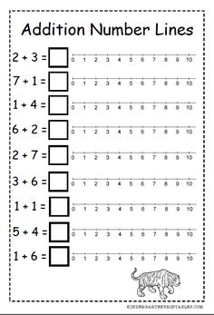 the addition number lines worksheet for numbers 1 - 10 with an elephant on it