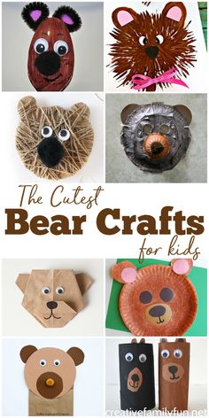 the cutest bear crafts for kids to make with paper plates and other items that are made out of cardboard